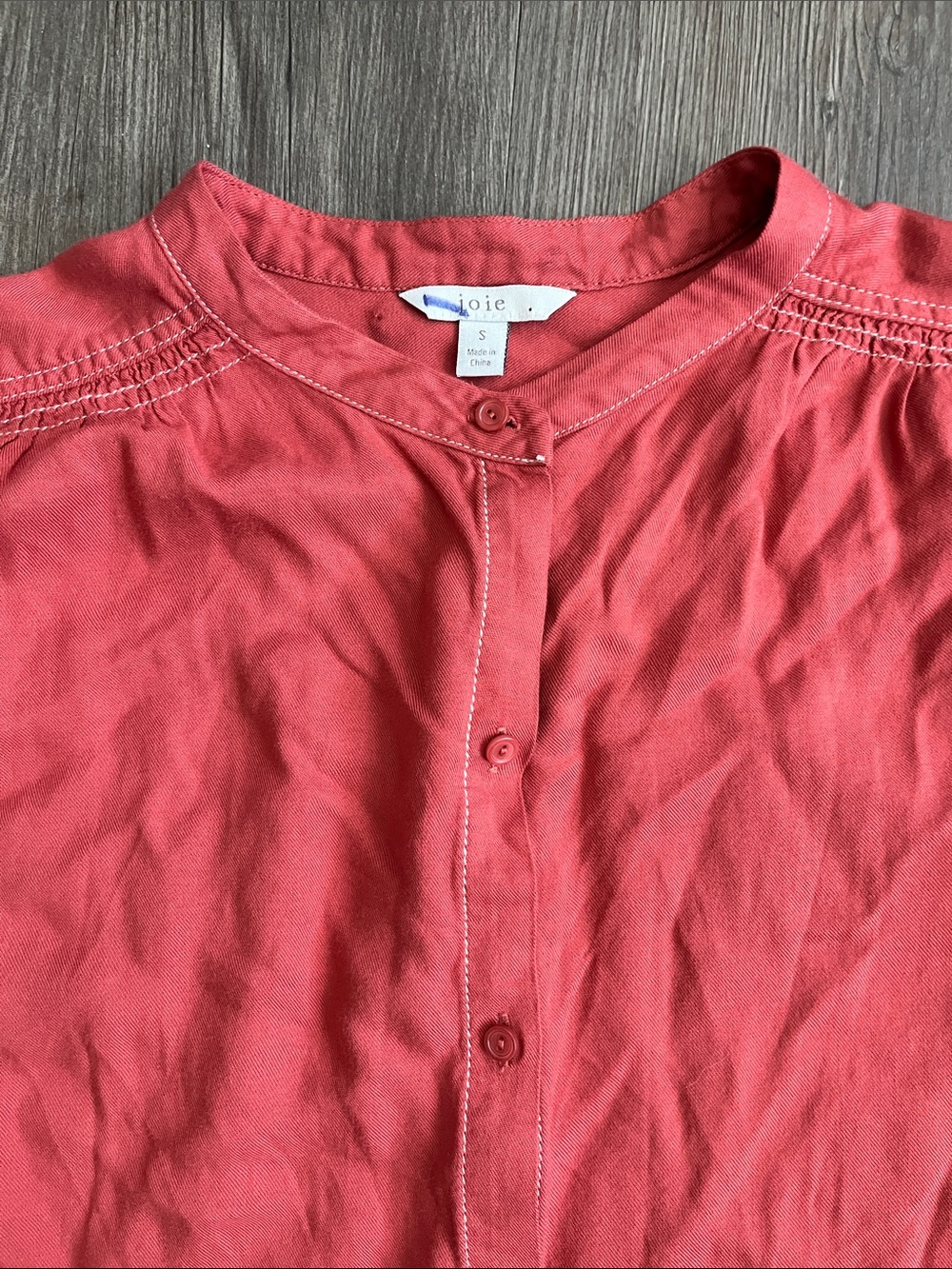 Joie Coral-Pink Button Front Long Sleeve Shirt